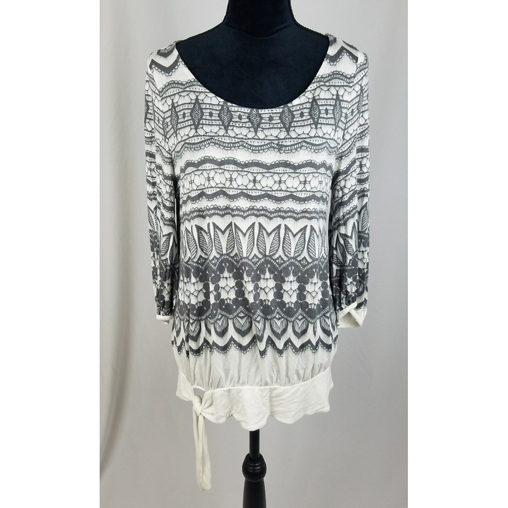 Anthropologie Deletta L Catalan‎ top tie waist blouse 3/4 sleeve boho preppy